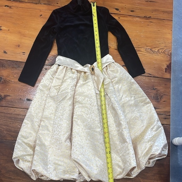 American Girl Midnight Holly Black Gold Velvet Long Sleeve Swirl Youth Dress 12 - Picture 12 of 12